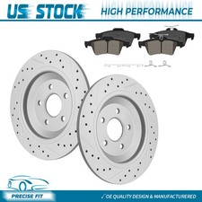 Rear Disc Drilled Brake Rotorsceramic Pads Wclips For 2016-2018 Ford Focus Rs Rear Disc Drilled Brake Rotorsceramic Pads Wclips For 2016-2018 Ford Focus Rs