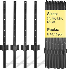 Fence Posts 4.8 Feet - 16 Pack, Heavy Duty Metal Fence Post, No Dig U Post for F