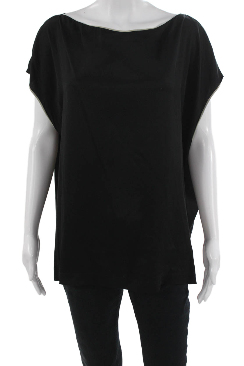 Vince Womens Black Basic Blouse Polyester Short S… - image 1