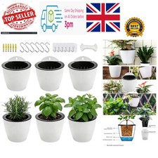 6 Pack Self Watering Plant Pots Wall Hanging Basket Over Fence Planters Verti...