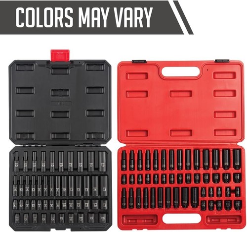 Impact Socket Set 48-Piece Chrome Moly Steel SAE/Metric Deep Standard Heavy Duty - Picture 7 of 8