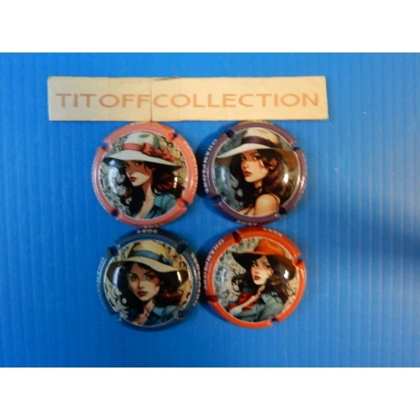 la série de 4 capsules de champagne génériques (femmes a chapeau 2024))