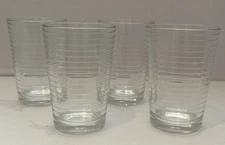Vintage Pasabahce Doro Juice Glasses Horizontal Optic Ribbed Set of 4