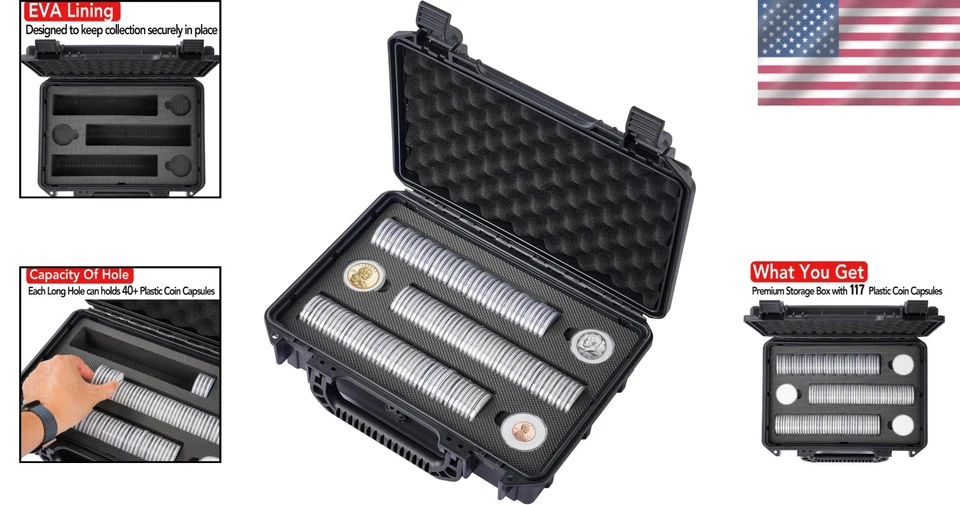 Premium Coin Storage Box with 117 Capsules & Adjustable Gasket for Collectors - Image 2 of 4