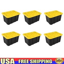Heavy Duty Industrial Storage Totes Snap-On Lid Stackable 27 Gallon 6 Count New