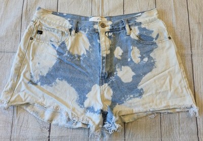 KanCan Estilo Shorts Size 13/30 Bleach Dyed Raw Hem Hi-Rise Jean Shorts Grunge 