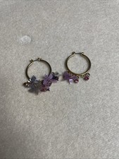 Gold Hoop Earrings With Pink Butterflies