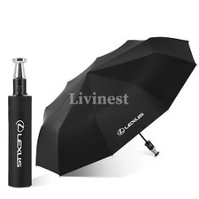 LEXUS Folding Umbrella with Case Black Car Logo Compact Travel Rain Accessory
