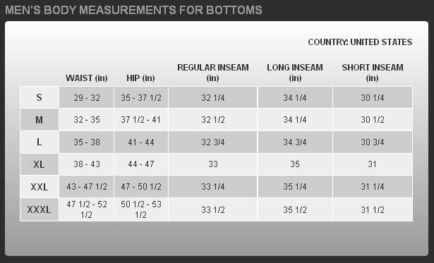 nike pro size chart