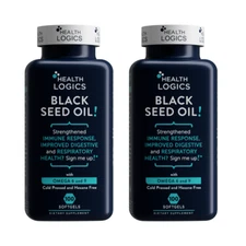 Health Logics Black Seed Oil Softgels, Rich Source of Omega 6 & 9 (2 PACK)