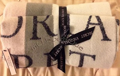 1 VICTORIAS SECRET BLANKET THROW HOLIDAY 2016 PASTEL WHITE PINK GRAY 50x60 INCH