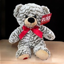 Kellytoy X Russ Teddy Bear Plush Gray w Red Bow Hearts Love Valentine 12 NWT