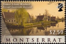 Zaanse Schans Windmill Village Holland / Sites of World Stamp (2010 Montserrat)