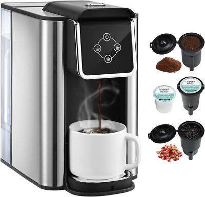 3-in-1 Single Cup Coffee Maker, K-Cup Capsule Compatible, Instant Coffee Pot