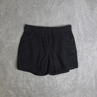 Helium London Black Cotton Cargo Shorts Womens Elastic