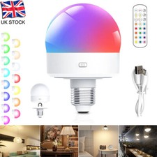 Rechargeable LED Light Bulb Lamp USB Remote Control Removable Magnetic Base RGB