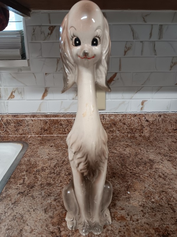 Mid Century Ceramic Long Neck Dog Figurine 14.5 × 3.5