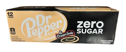 Dr Pepper & Cream Soda Zero Sugar Soda 12 pack