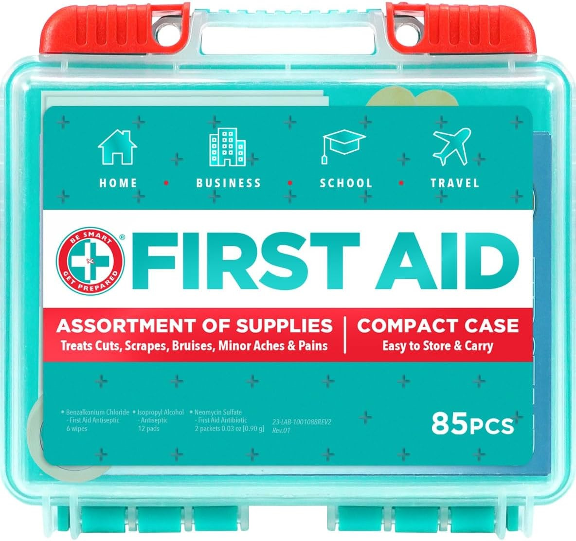 Be Smart Get Prepared 85-Piece First Aid Kit - Clean, Treat, Protect Minor Cuts