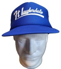 Vintage Fort Lauderdale Men's Blue Trucker Mesh Back Hat Snapback Adjustable