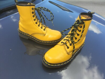 Dr Martens 1460 Gelb Glattleder Stiefel Made in England UK 4 EU 37