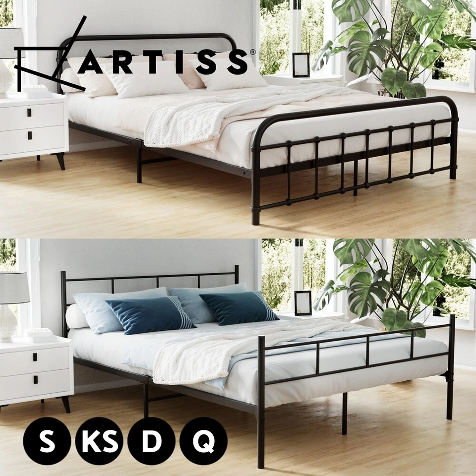 Artiss Metal Bed Frame Queen Double King Single Size Base Platform Bedroom Bed