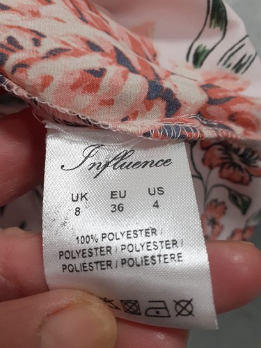 Influence Peach Floral Blouse Size 8 - Picture 3 of 3