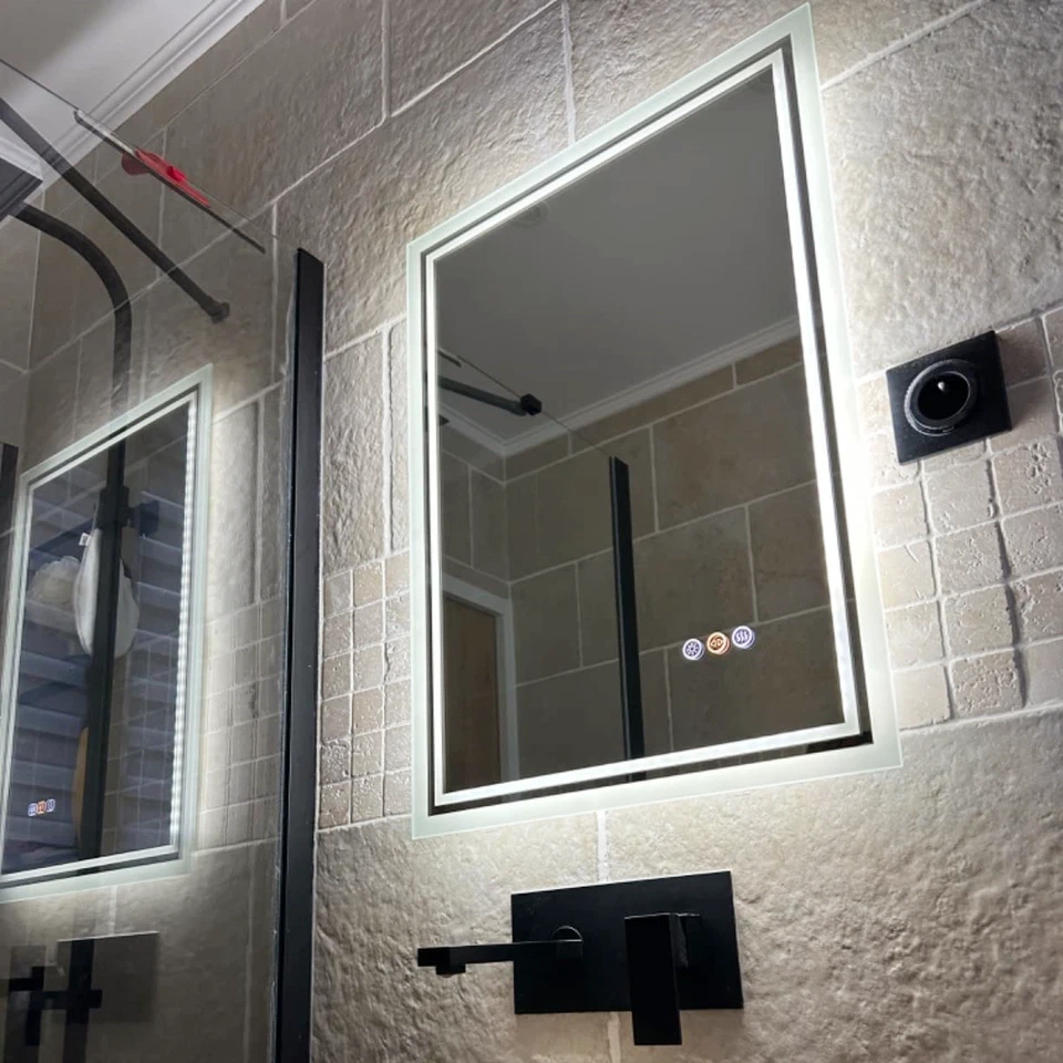 Wandspiegel mit Beleuchtung Badspiegel LED 3 Touch Wandschalter 40 50 60 70 80 - Bild 4 von 4