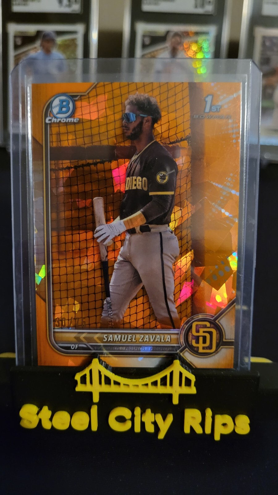 2022 Bowman 1st Chrome Sapphire Orange #BCP203 Samuel Zavala (Padres)/75