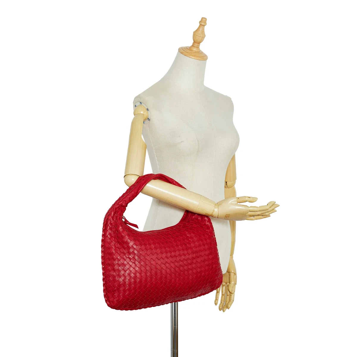 Bottega Veneta Intrecciato Hobo Bag Red