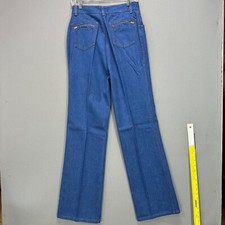 VTG 70s K-MART Bell Bottoms Wide Leg Jeans Women 28" High Rise Hippie Zip Pocket