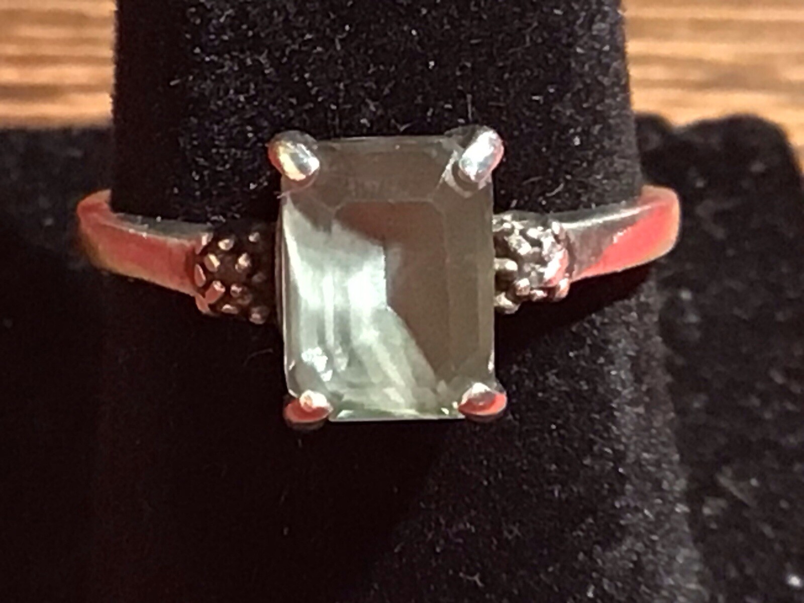 Sterling Silver Solitaire Ring With Topaz And Dia… - image 5