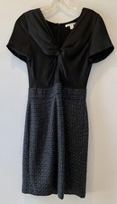 Banana Republic Women's Dress 4 Black/Gray Cap-Sleeve Poly Blend