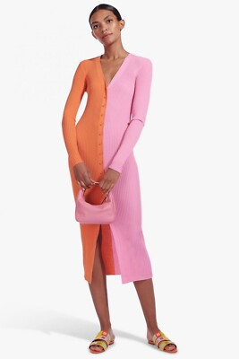 STAUD Colorblock Long Dress Size L Orange and Pink | eBay STAUD Colorblock Long Dress Size L Orange and Pink | eBay