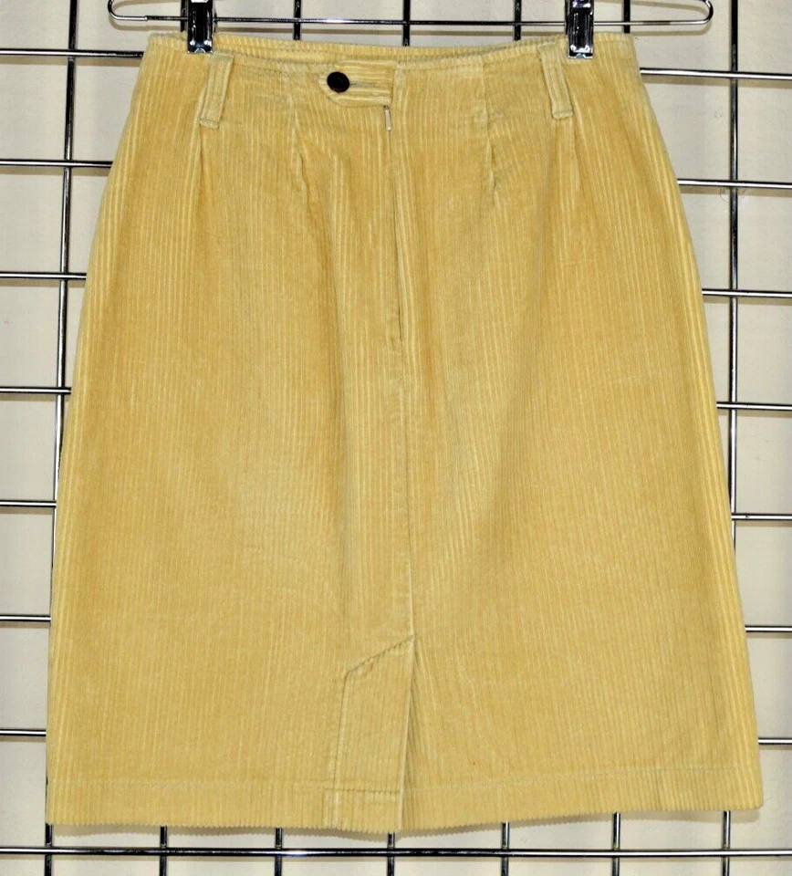 Vintage Eddie Bauer Corduroy Skirt Size 2 80s Golden Wheat Zip Back Pencil - Image 4 of 4