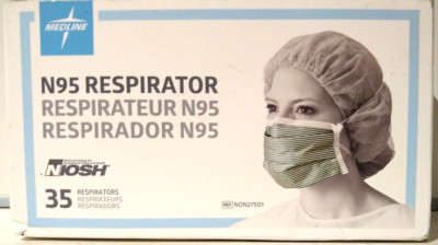 Medline 35 N95 Adjustable Flat Fold Respirator Masks NIOSH Approved NON27501