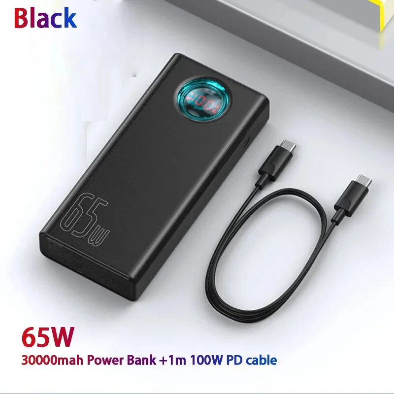 65W 30000mAh PD3.0 Fast Charging Power Bank with FCP SCP Compact Portable External Battery 65W 30000mAh PD3.0 Fast Charging Power Bank with FCP SCP Compact Portable External Battery