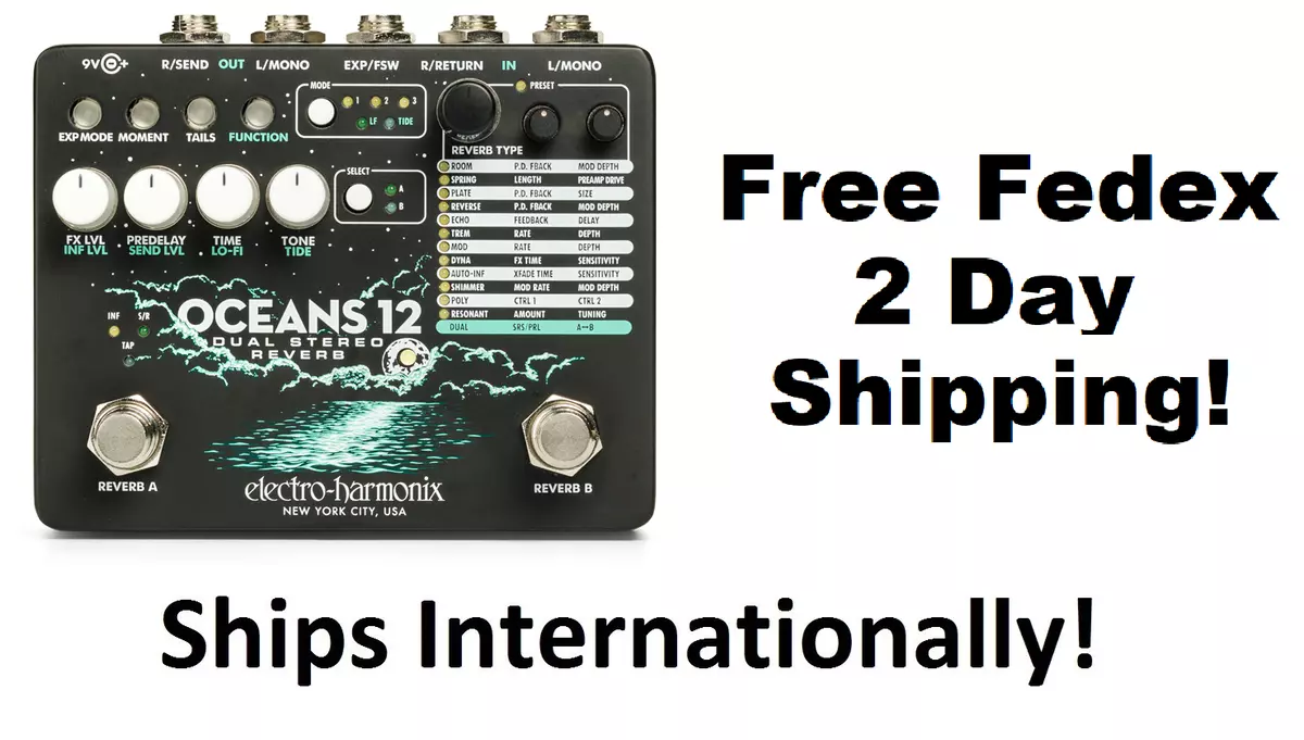 New Electro Harmonix EHX Oceans  Dual Stereo Reverb Guitar