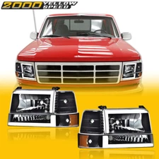 Dual LED DRL Lamps Bumper Headlights Fit For 1992-1996 Ford F150 F250 F350 6PCS