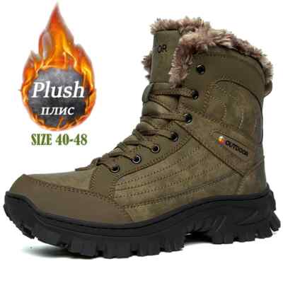 Men Winter Snow Boots Ankle Boots Waterproof Anti-Slip Warm Hiking Shoes