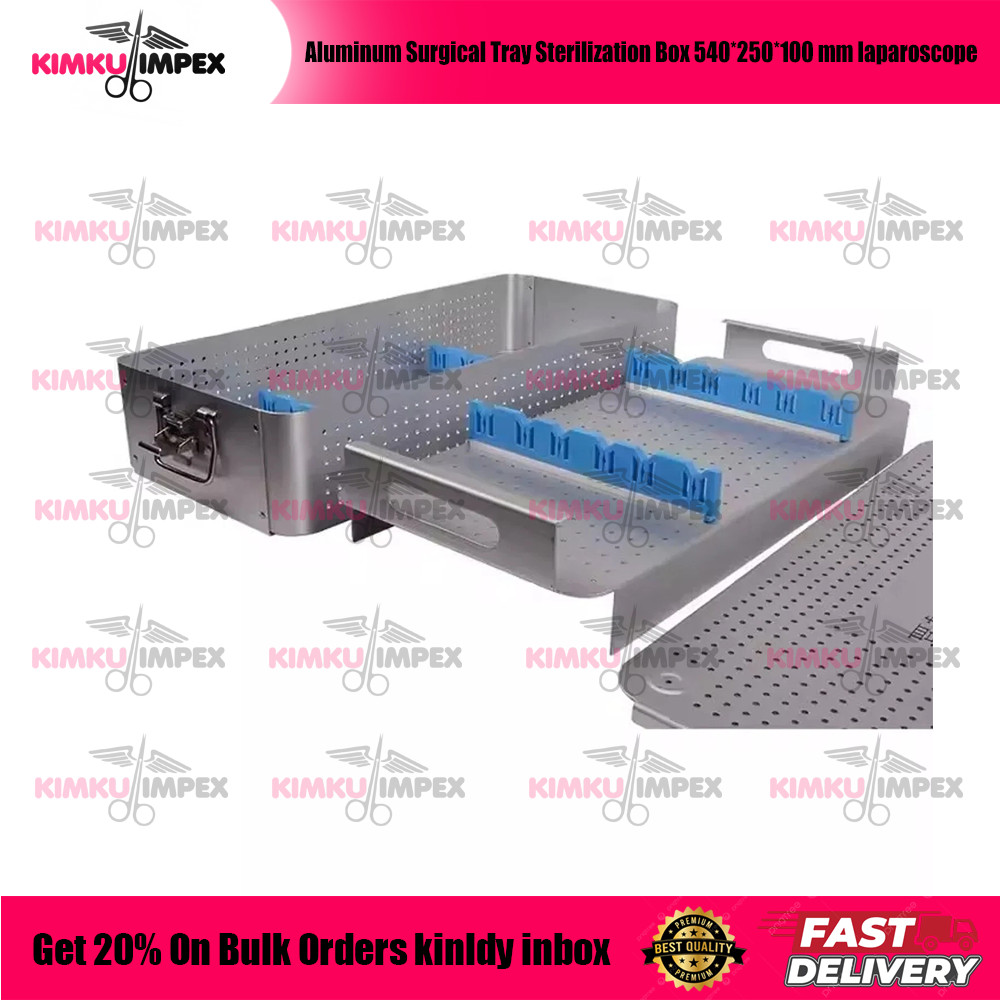 Aluminum Surgical Tray Sterilization Box 540*250*100 mm laparoscope Instruments