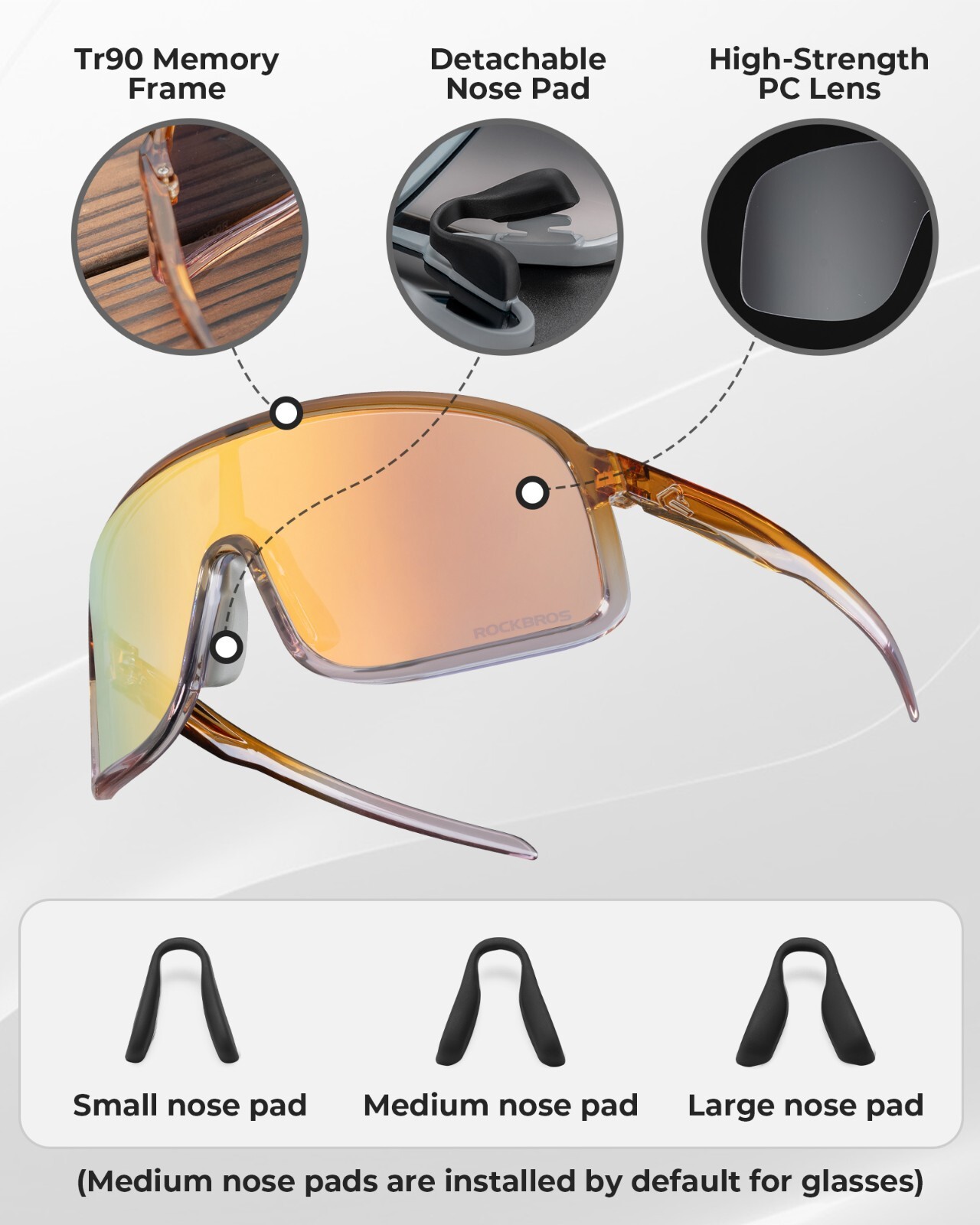 ROCKBROS Occhiali da Sole Polarizzati/Fotocromatici Antivento Cycling Glasses 13Colori foto 6
