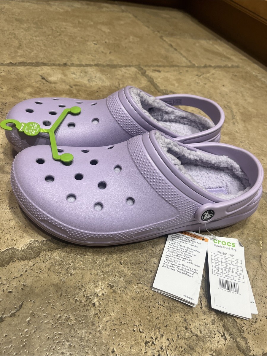 New CROCS Mens 12 CLASSIC LINED CLOG 203591-50P LAVENDER  display picture 3