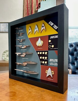 Ship & Combadge Display Shadow Box Star Trek, Enterprise, Large