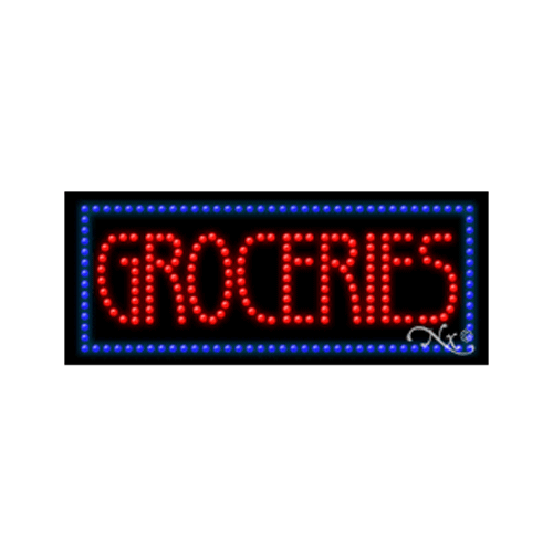 NEW “GROCERIES" 27x11 BORDER SOLID & ANIMATED LED SIGN W/CUSTOM OPTIONS 21417 - Picture 1 of 3