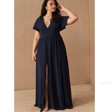 Anthropologie BHLDN Navy Mendoza Jersey formal dress size 18