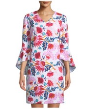 NWT Tahari by ASL Bell-Sleeve Floral Crepe Shift Dress Plus Size 20W, 22W ($138)