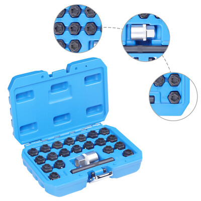 22Pcs Universal Wheel Lock Key Removal Kit Anti-Theft Lug Nut For BMW 1/2'' Drive