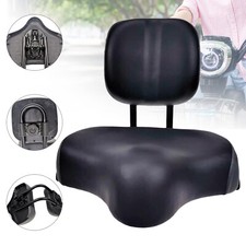Bike Saddle Seat w/Backrest Bicycle Extra Wide Comfort Leather Cushion Soft Pad