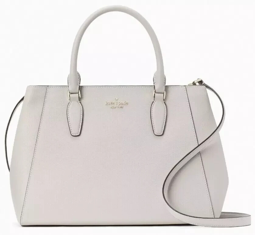 Kate Spade Kristi Light Gray Leather Satchel KA696 Warm Cement NWT $399 Retail